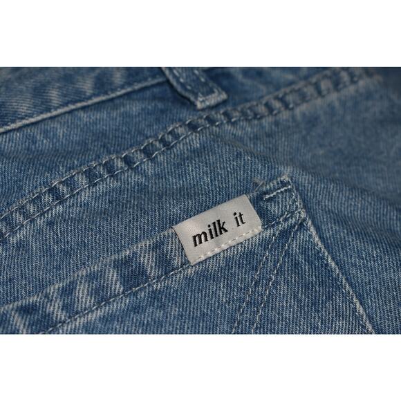 MILK IT $108 Cobra Snake Print Flare Leg Rigid Denim Jean Light Wash Size 36 - Picture 6 of 7